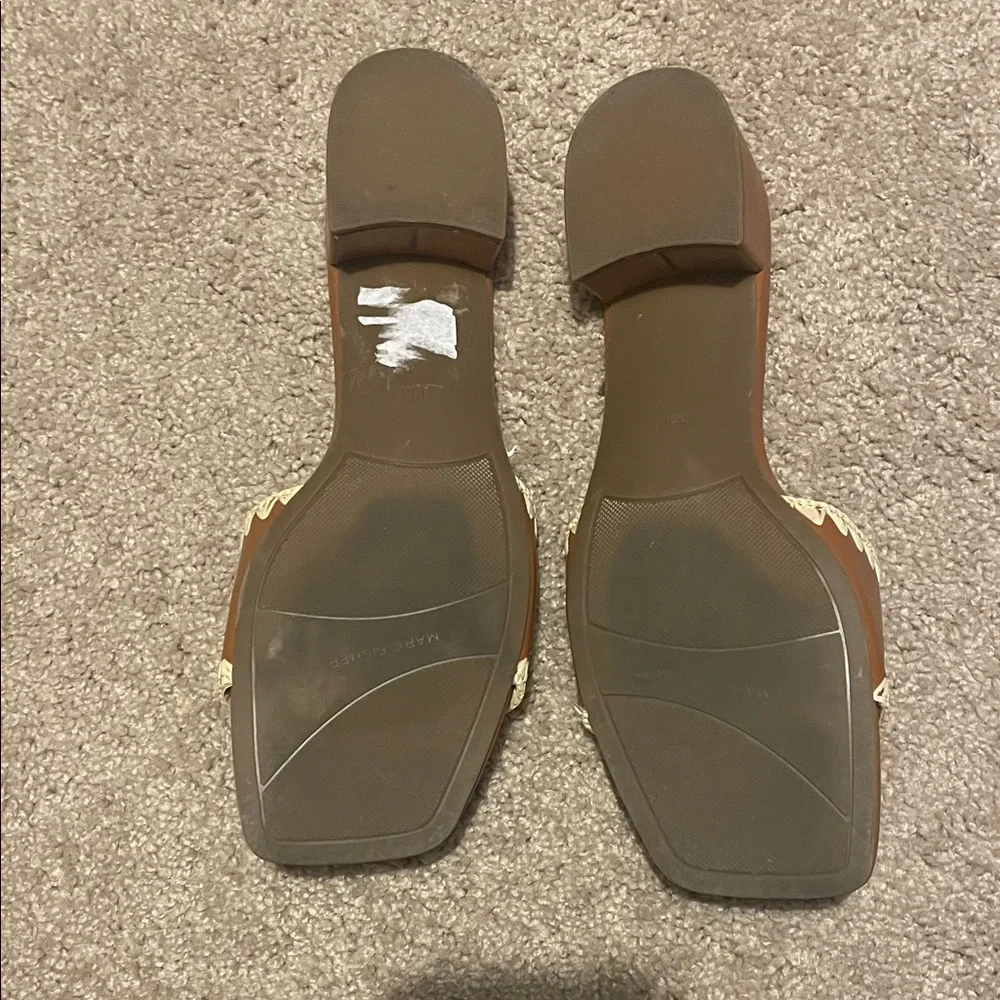 Marc Fisher Tan and Cream Mules - Picture 5 of 7